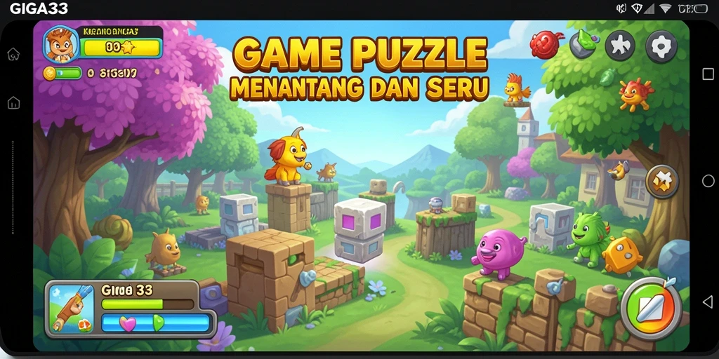 Tampilan gameplay GIGA33 dengan beragam teka-teki Puzzle.
