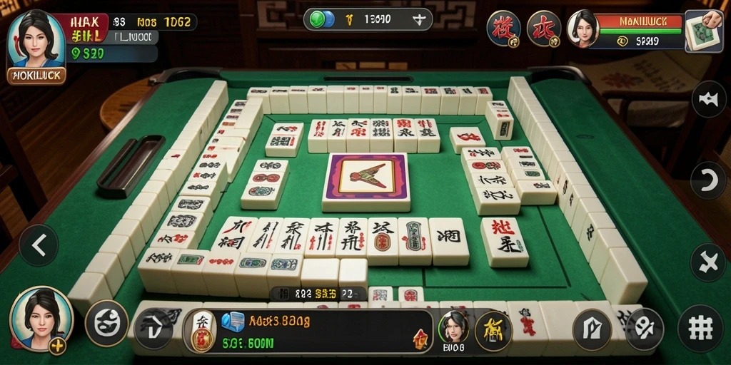 Tampilan gameplay HOKILUCK yang seru dengan ubin Mahjong yang menantang.
