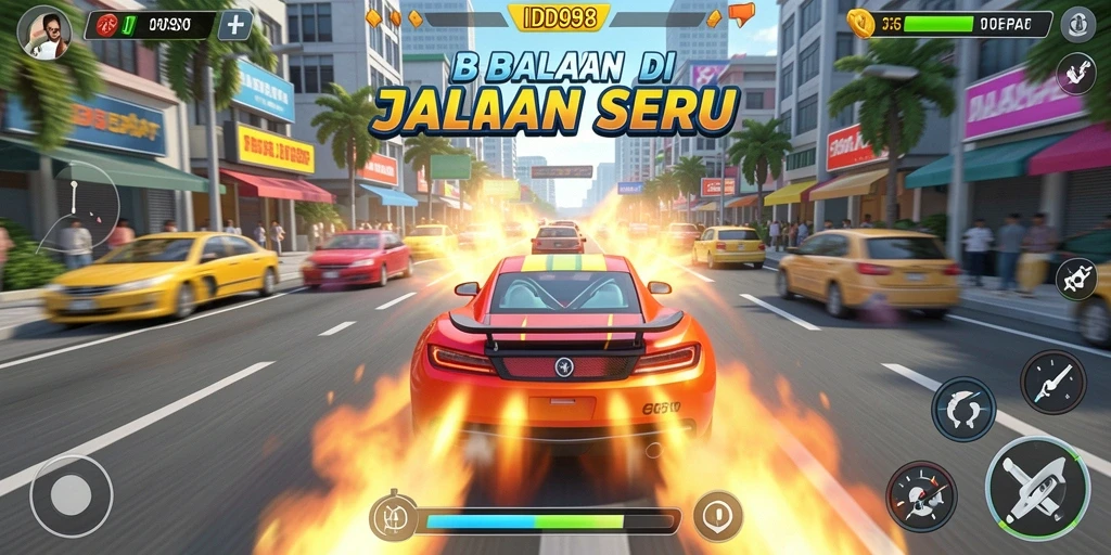 Tampilan menakjubkan dari gameplay balapan ID098.