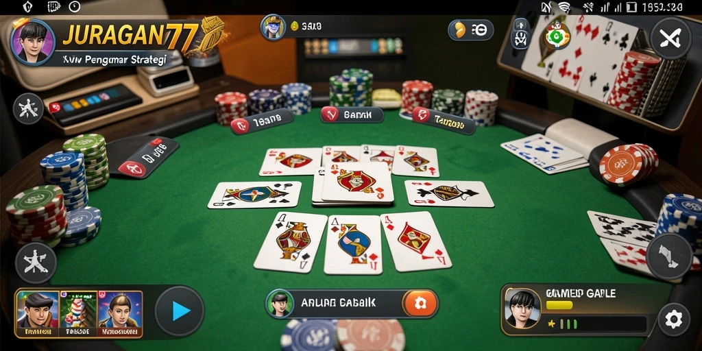 Tampilan seru gameplay Gaple JURAGAN77 dengan teman-teman.