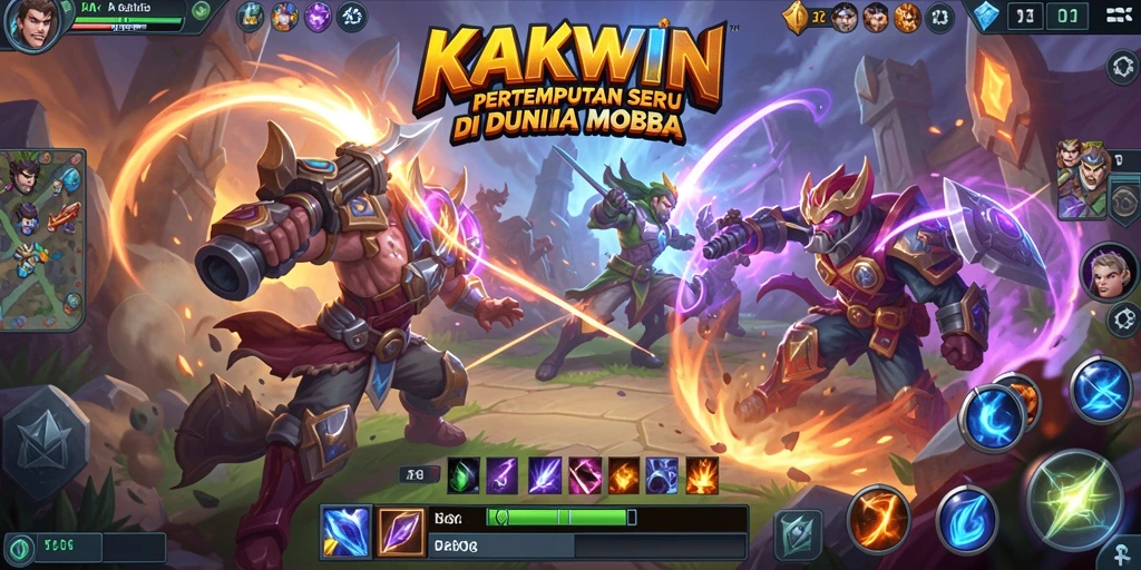 Screenshot gameplay MOBA KAKWIN yang penuh aksi.