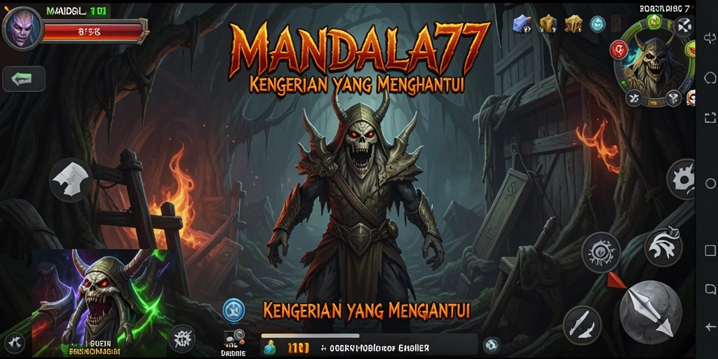 Tampilan gameplay menyeramkan dalam MANDALA77 dengan suasana mencekam.