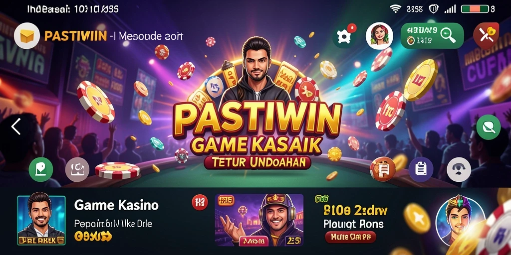 Screenshot utama PASTIWIN menampilkan suasana permainan Kasino yang mengasyikkan.