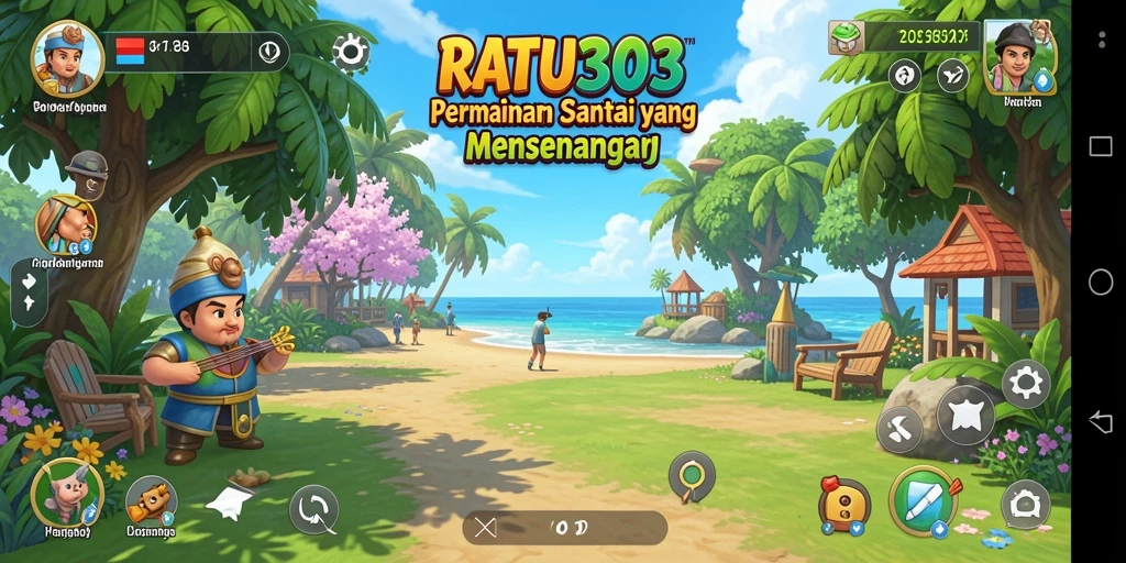 Tampilan gameplay RATU303 yang ceria dan menyenangkan.
