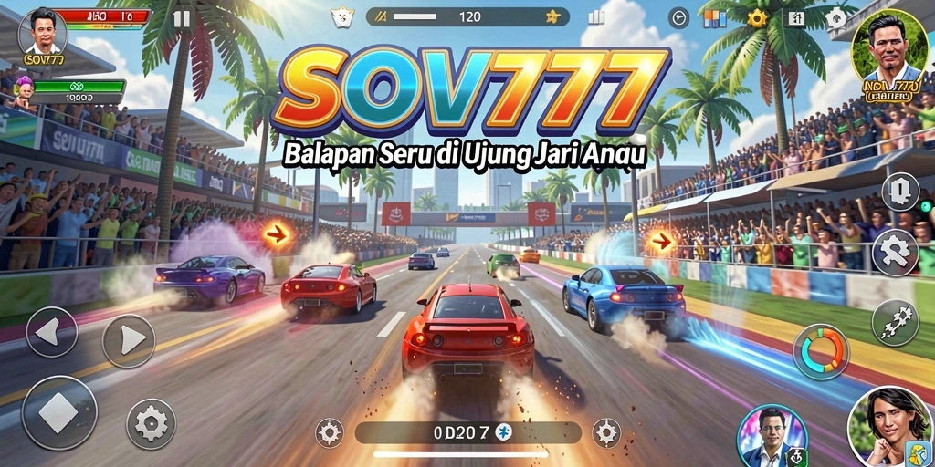 Screenshot gameplay menampilkan aksi balapan kencang di SOV777.