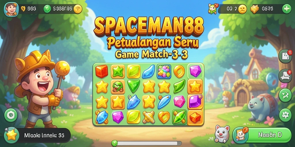 Tangkapan layar gameplay SPACEMAN88 menampilkan aksi mencocokkan objek yang seru dan penuh warna.