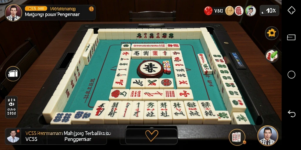 Tampilan utama gameplay VC55 yang menampilkan papan Mahjong.
