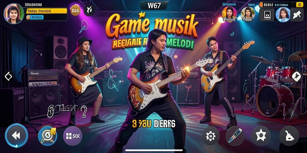 Tangkapan layar gameplay W67 menampilkan pemain bernyanyi dengan antusias.
